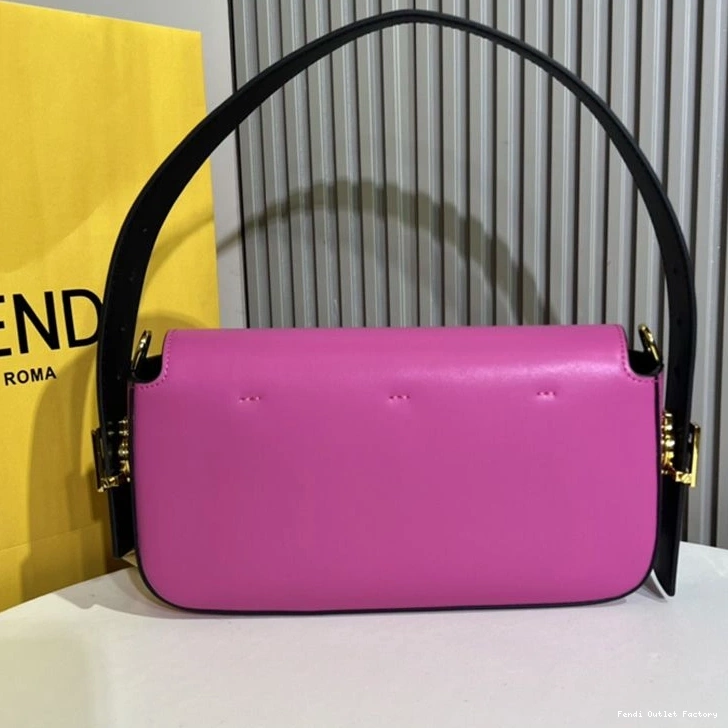 Vintage HOT In Baguette Fendi Medium Rose Bag Leather Nappa Twist 0802